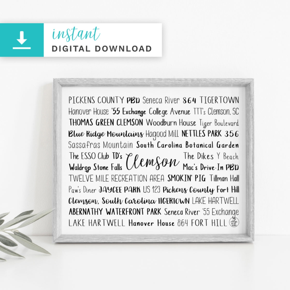 Clemson, SC Digital Download