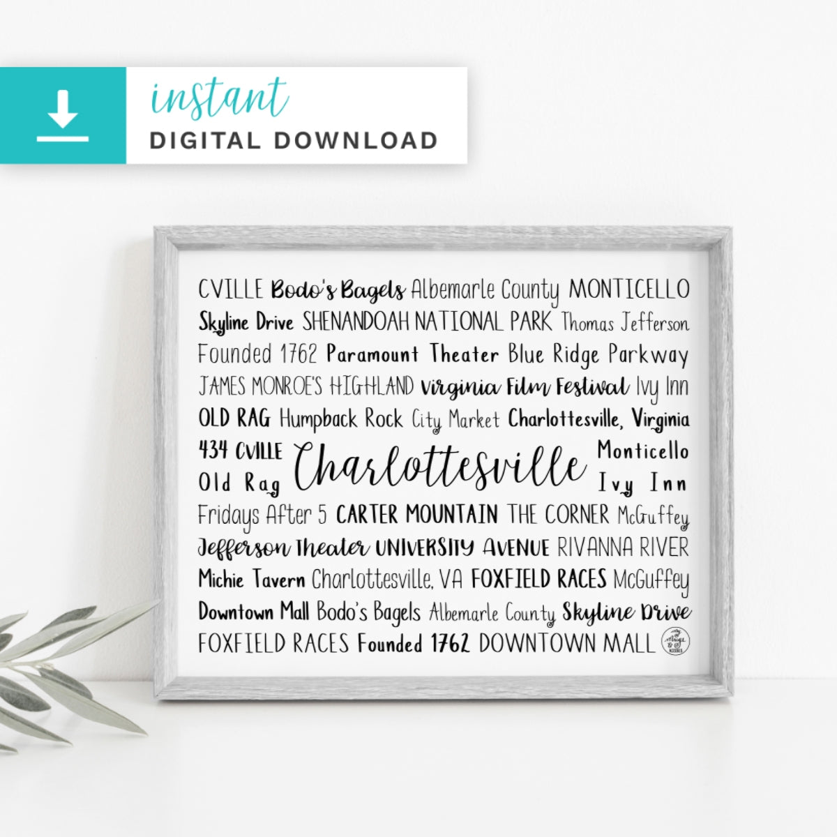 Charlottesville, VA Digital Download