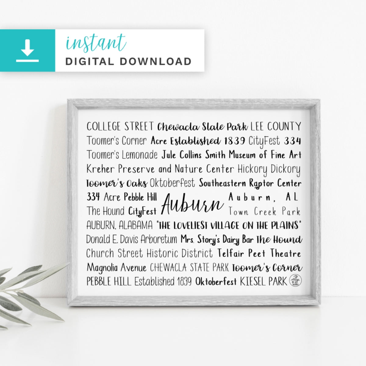 Auburn, AL Digital Download