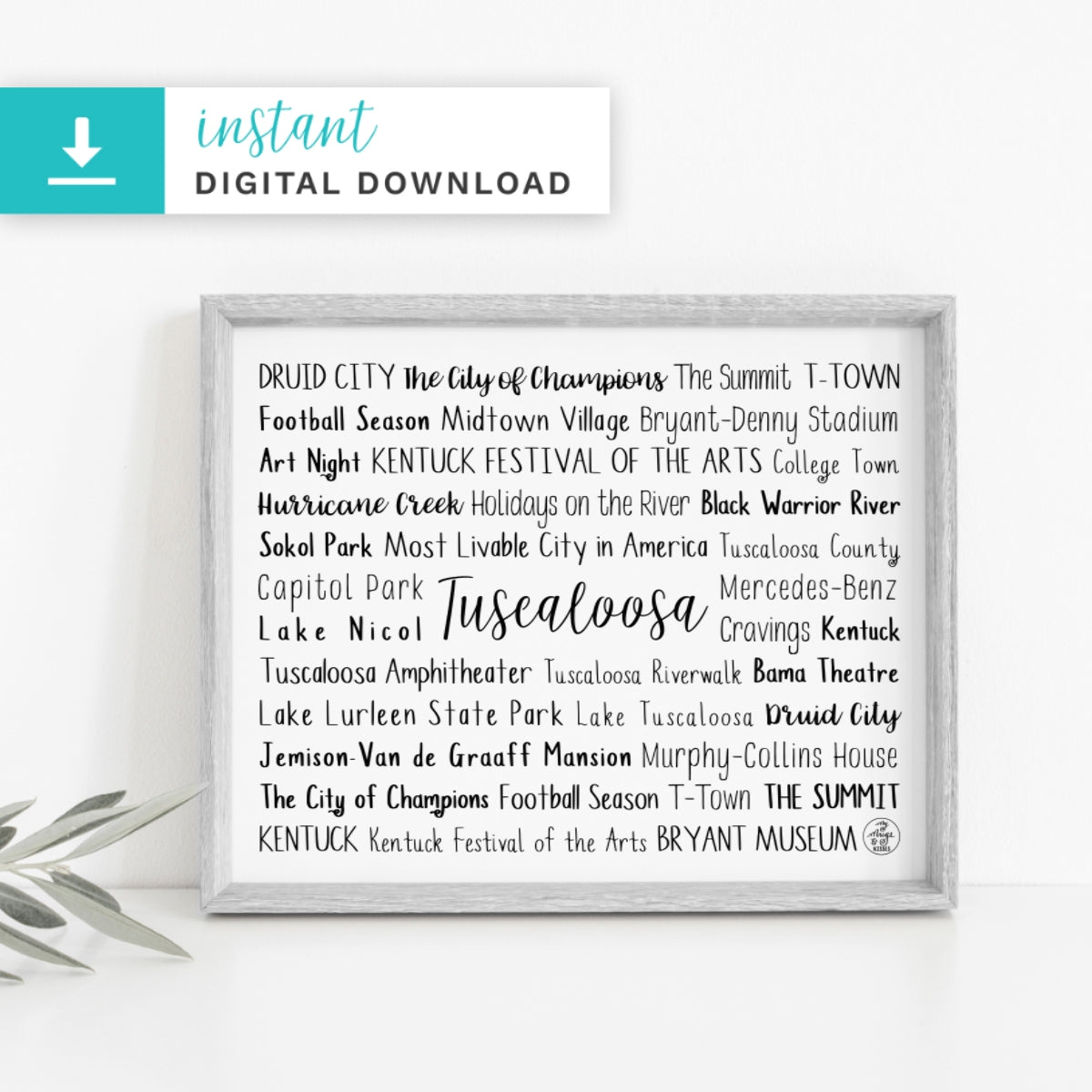 Tuscaloosa, AL Digital Download